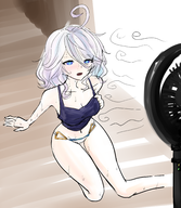 1girl ahoge artist:unknown blue_eyes fan furina genshin_impact sweat // 3559x4093 // 3.8MB