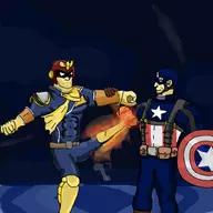 captain_america captain_falcon colored crossover f-zero fight marvel // 1000x1000 // 127KB