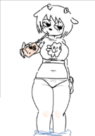 1girl artist:2x blush drinking horns lammy_lamb midriff panties short_hair smile solo um_jammer_lammy watch // 589x836 // 20KB