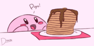 artist:diskette breakfast colored kirby kirby_(series) nintendo pancakes poyo text // 1628x804 // 332KB
