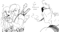 ashley_graham crossover dialogue duke_nukem fight leon_s._kennedy monochrome resident_evil resident_evil_4 // 778x427 // 15KB