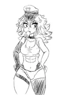 artist:goseb90 bulge elbow_gloves gloves hat long_hair monochrome poison popsicle street_fighter thigh_highs // 401x513 // 83KB