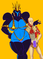 1boy 1girl abs artist:scorndude bikini breasts colored crown dark_samus golden_bikini helmet huge_breasts metroid navel scorn scorn_guy sling_bikini tummy underwear // 2198x3007 // 1.4MB
