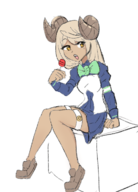 1girl artist:triggerdex colored dark_skin guilty_gear horns lollipop ramlethal_valentine // 515x718 // 172KB