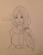 1girl artist:shamiranon christmas fire_emblem long_hair mercedes solo text traditional_medium // 1309x1679 // 2.6MB