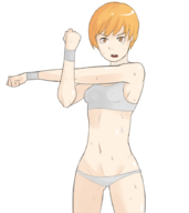 chie_satonaka midriff persona persona_4 sports_bra stretching sweat workout // 797x896 // 206KB