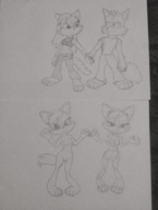 1boy 1girl anthro artist:B333SSS breasts cobang crop_top dancing furry handholding jeans monochrome multiple_poses nude shooki sketch small_breasts taiwan_coolfox traditional_medium // 3072x4080 // 3.8MB