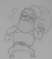 1boy beard christmas facial_hair gloves lisa_(series) mustache sack santa_claus santa_hat satan shades shirtless sunglasses traditional_medium // 2185x2437 // 870KB