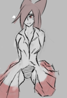 1girl animal_ears brown_hair bulge colored kagerou_imaizumi panties red_eyes shimapan smile touhou // 987x1443 // 563KB