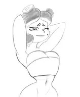 1girl artist:unknown beauty_mark boobs marina_ida octoling pinup sketch splatoon splatoon_2 tube_top // 825x1000 // 79KB