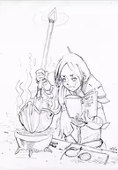 1girl artist:clm book cooking fire_emblem food nephenee sketch traditional_medium // 664x950 // 182KB
