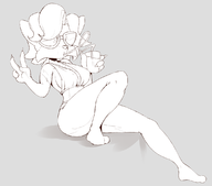 1girl bikini cup drinking lineart paladins peace_sign pepper shades short_hair straw sunglasses // 1134x1000 // 186KB