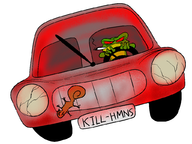 artist:goodbadartist car colored frogger parody // 1024x768 // 448KB