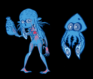 1girl artist:fossfox gun inkling inkling_girl metroid metroid_prime phazon pointy_ears splatoon weapon // 1000x850 // 296KB