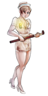 1boy 2019_halloween_collab artist:axred7 bubble_head_nurse bulge colored cosplay crossdressing james_sunderland nurse pipe silent_hill silent_hill_2 // 1324x2613 // 1.4MB