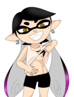 1girl artist:jonkku callie flashing nipple_piercings nipples splatoon // 990x1300 // 277KB
