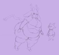 1boy 1girl artist:ShweetMagnet belly butler fat furry obese Pseudoregalia sybil thick_thighs // 2640x2497 // 848KB