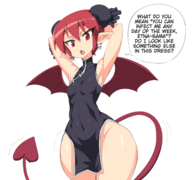 1girl armpit artist:jadf chinese_dress colored disgaea etna hips red_hair wide_hips // 2306x2160 // 1.0MB