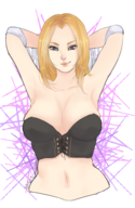 1girl armpit artist:eeebuns blonde_hair blue_eyes colored dead_or_alive smile tina_armstrong // 346x530 // 163KB