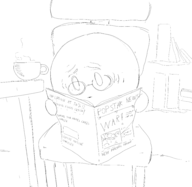 1boy artist:unknown kirby kirby_(series) meta_knight newspaper sitting // 1931x1885 // 443KB
