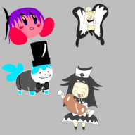 airy armpit artist:shock1ng_blue ayane bravely_default business_suit dead_or_alive dog doodle eating fire_emblem hat kirby kirby_(series) liar_princess manga_meat purple_hair sommie wings // 5000x5000 // 1.5MB