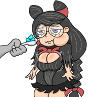 1girl artist:bonitanon bayonetta bayonetta_(series) cereza eating fat huge_breasts // 659x659 // 186KB