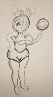 1girl artist:pikapika212 ball basket_ball bonnie cosplay five_nights_at_freddy's genderbend lola_bunny monochrome no_background rule_63 sketch space_jam traditional_medium // 828x1513 // 116KB