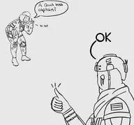 1boy 1girl artist:unknown kleo military military_fatigues modern_warfare text thumbs_up // 2993x2784 // 494KB