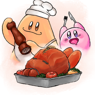 2boys artist:unknown cannibalism chef_kawasaki kirby_(series) waddle_dee // 1000x1000 // 763KB