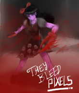artist:misterskits blood colored purple_skin text they_bleed_pixels // 1000x1174 // 1.2MB
