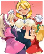 alia artist:robojanai blush breast_envy ciel colored crossover embarrassed grope groping huge_breasts mega_man_(series) mega_man_x mega_man_zero roll // 1464x1795 // 1.9MB