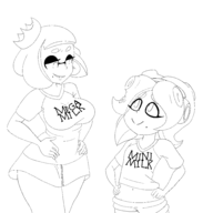 2girls artist:jimmy inkling marina mega_milk octoling pearl shirt splatoon splatoon_2 // 4000x4000 // 848KB