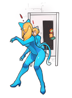 animal_ears artist:34no404 looking_back metroid mirror peeking sa-x samus_aran tail zero_suit // 750x1010 // 359KB
