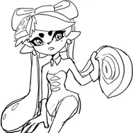 1girl artist:unknown breasts callie cleavage inkling inkling_girl looking_at_viewer monochrome sketch small_breasts splatoon // 532x533 // 50KB
