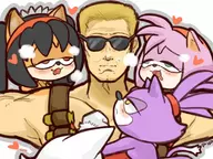 1boy 4girls amy_rose artist:pip blaze_the_cat colored crossover duke_nukem furry honey_the_cat rouge_the_bat sonic_(series) // 800x600 // 78KB