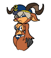 1girl admiral_brickell anthro artist:taxnooki bikini breasts colored cowprint cowprint_bikini furry goat goat_girl hat horns huge_breasts looking_at_viewer transformation wide_hips // 680x764 // 143KB