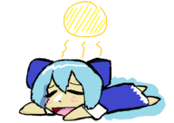 1girl artist:unknown blue_hair cirno dead ribbot solo sun touhou // 742x526 // 16KB