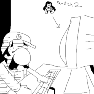 1boy artist:2hufag computer hat keyboard luigi monochrome mustache super_mario // 400x400 // 16KB