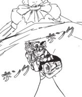 2girls artist:unknown chen honk jojo's_bizarre_adventure kagerou kagerou_imaizumi killer_queen_bites_the_dust parody touhou // 810x957 // 299KB