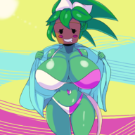 1girl artist:iggy_bomb bikini blaster_master_zero_2 colored huge_breasts kanna presenting // 2000x2000 // 1007KB