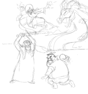 fight gwonam king_harkinian link_the_faces_of_evil morshu ocarina_of_time the_legend_of_zelda volvagia // 1200x1280 // 401KB