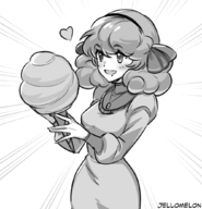 1girl artist:jellomelon blush candy cotton_candy drool fire_emblem fire_emblem_echoes food genny heart monochrome necklace poofy_hair // 1000x1036 // 367KB