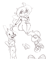 1boy 1girl artist:i.n. betilla crossover friday_night_funkin' rabbid rayman rayman_(series) // 945x1188 // 314KB