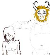 2boys artist:unknown asgore_dreemurr deltarune furry kris nude undertale wip // 596x642 // 50KB