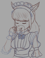 1girl artist:unknown cup drink final_fantasy maid miqo'te solo wip // 425x552 // 178KB