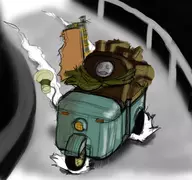 artist:georgezero colored drifting emil initial_d nier nier_automata parody // 1340x1254 // 620KB