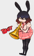 artist:scas bloodstained bunny_ears chinese_dress colored dress instrument miriam trumpet // 414x691 // 156KB