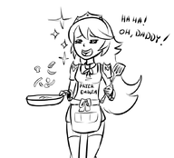 apron artist:anaugi cooking dialogue fe13 fire_emblem fire_emblem_awakening lucina monochrome // 883x800 // 140KB