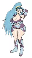 1girl amazon_pandora black_eyes blue_hair colored fat kid_icarus kid_icarus_uprising ponytail thick thick_thighs wink // 420x750 // 202KB