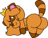 1girl animated animated_gif anthro artist:unknown ass ass_shake crown furry happy huge_ass looking_at_viewer looking_back oc shaking tanooki tax_queen // 720x720 // 131KB